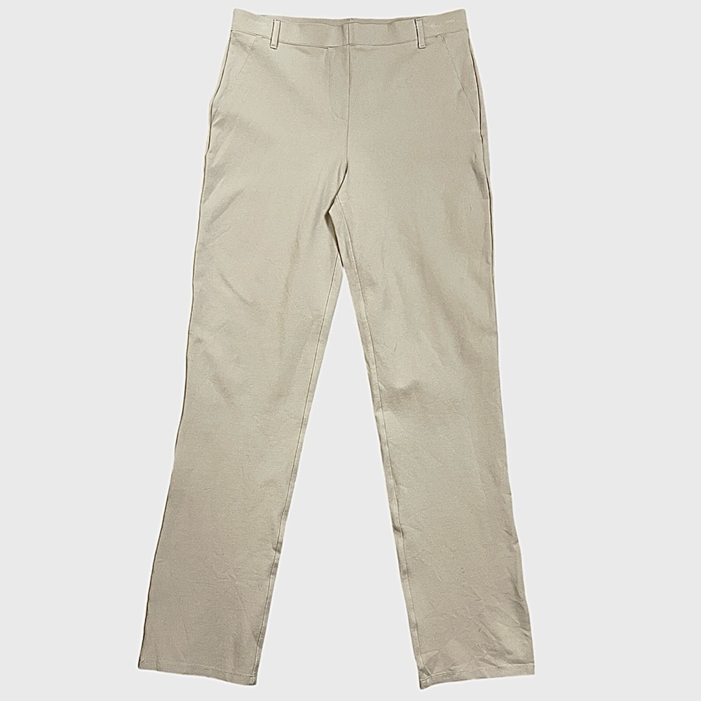 Quince Women’s Ecru Ultra Stretch Ponte Straight Leg Pull On Pants Medium